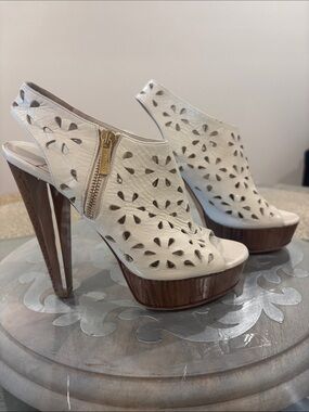 Jimmy Choo White open toe, Slingback Heels- Made in Italy